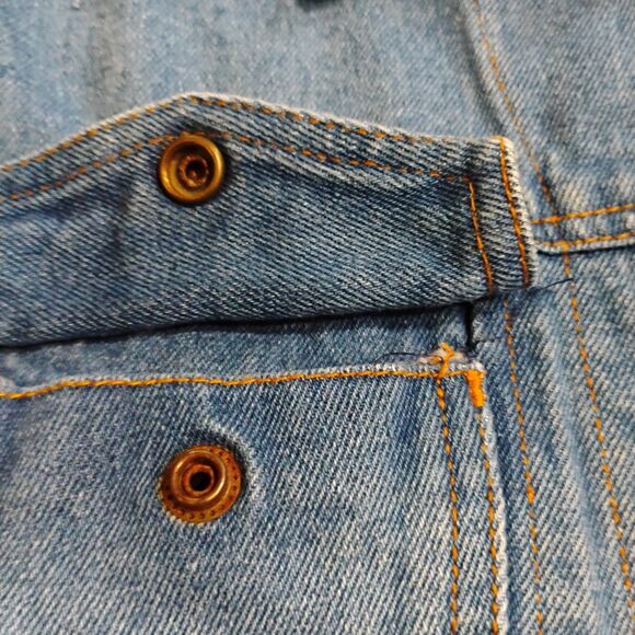 Y2K Live Ins Red Camel Denim Jacket Graphic Interior Trucker Unisex Small 90s - Picture 14 of 16